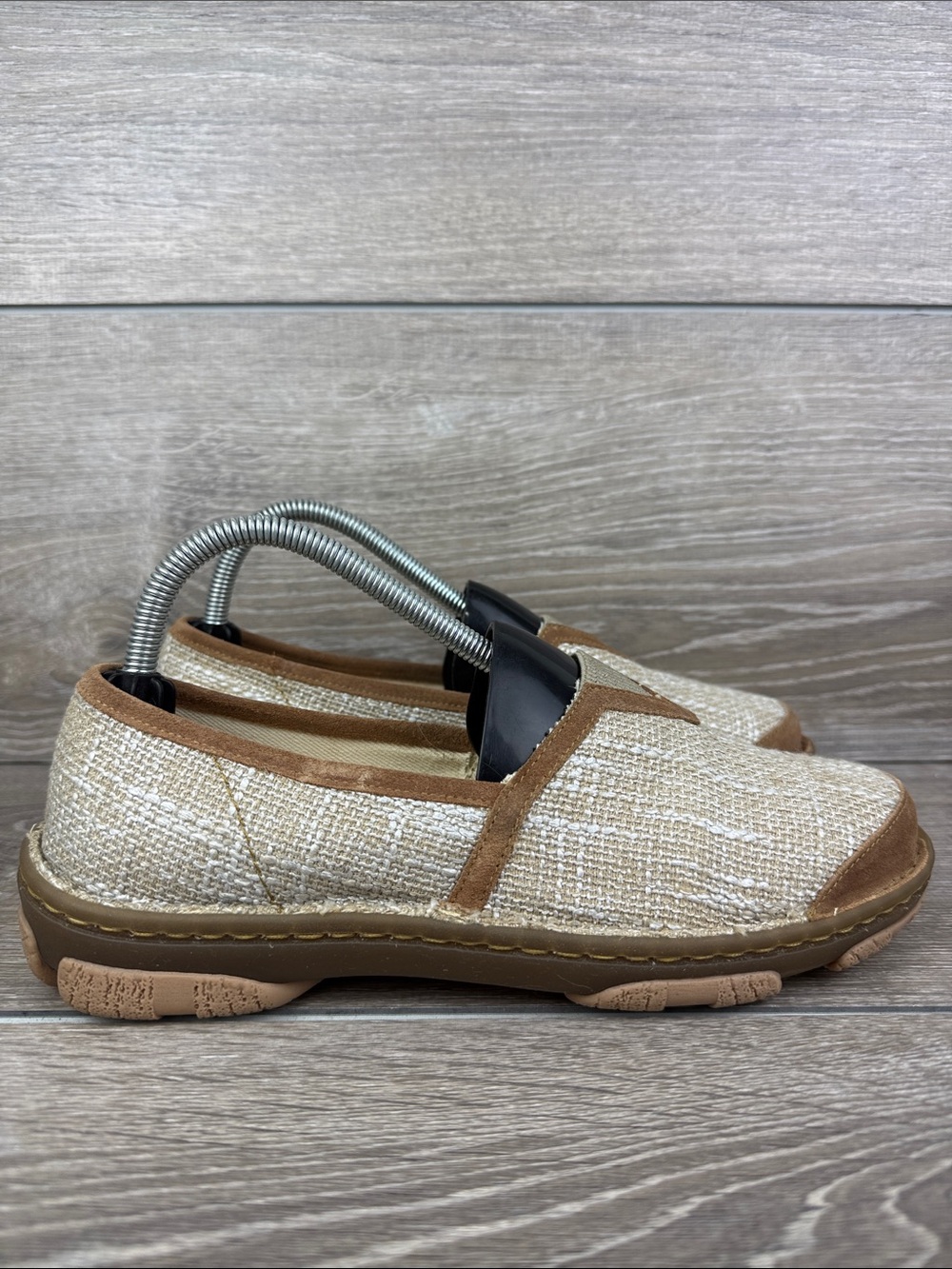 Tony Lama Boots Renata Women’s Sz 8.5 Tan Beige Jute Leather Slip On Loafers